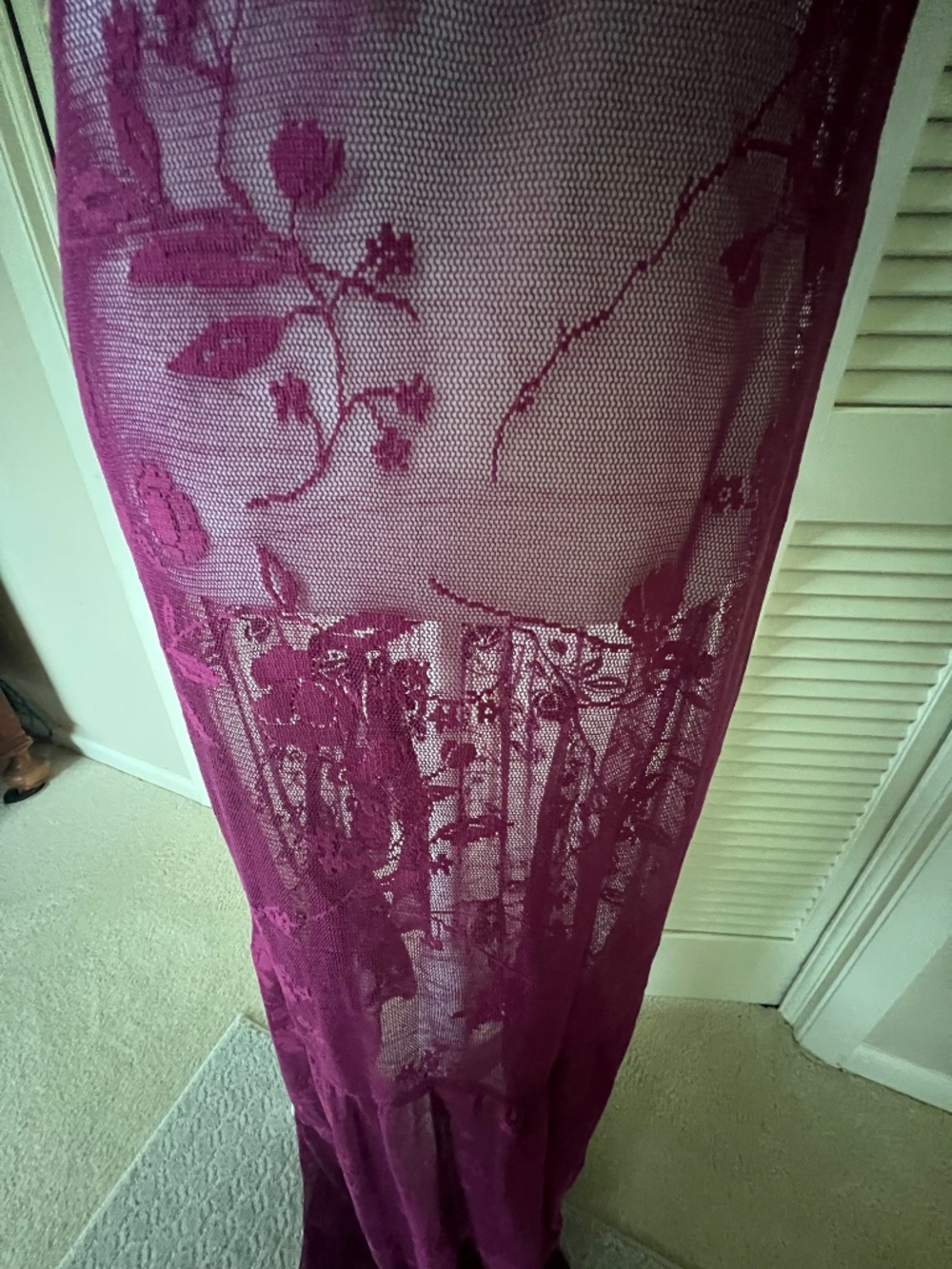 Free People Intimately Sheer Lace Maxi Dress in Plum Size M - Picture 8 of 16